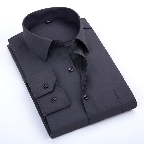 

men's casual shirts trendy men long sleeve shirt spring brand solid color business office formal dress plus size male chemise, White;black