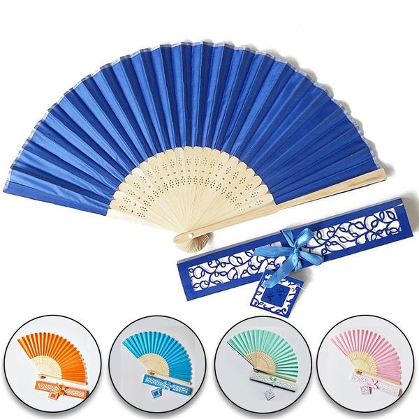 

other home decor hand painted folding paper fan with gift box portable party dancing lace silk held solid color chinese