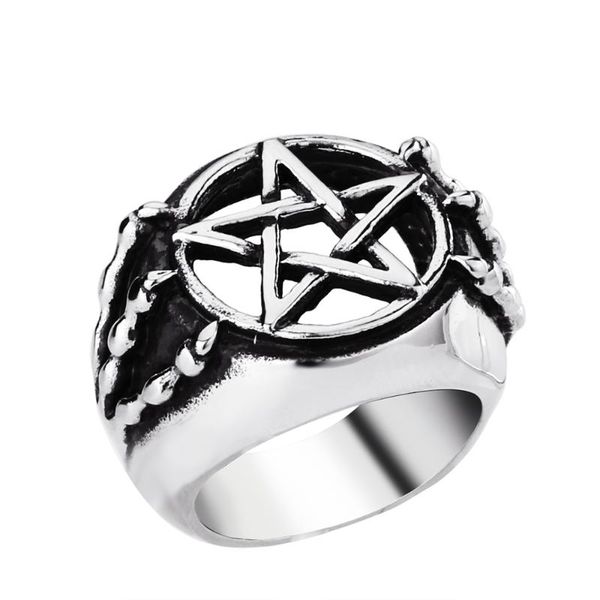 

gothic ring stainless steel five star claw biker man exclusive pentacle jewelry cluster rings, Golden;silver