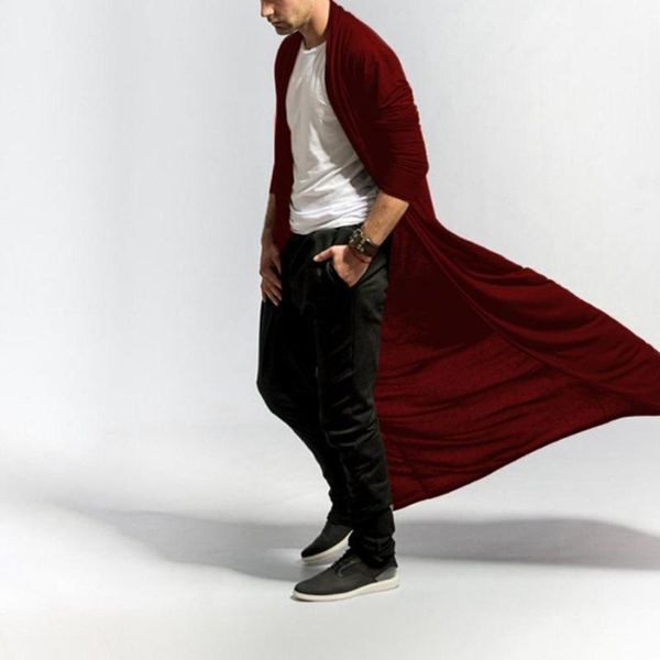 

men's trench coats fashion men solid color long sleeve cardigan open front coat, Tan;black