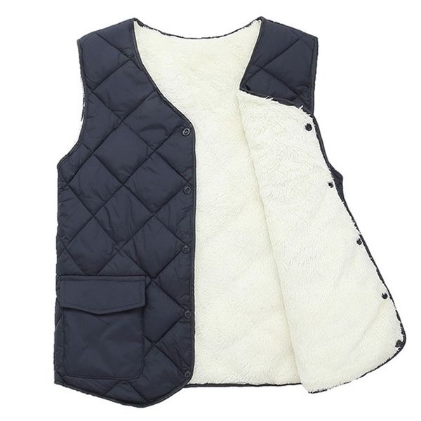 

casual men's vest jacket autumn and winter black gray single-breasted men's fleece sleeveless cotton vest 220114, Black;white