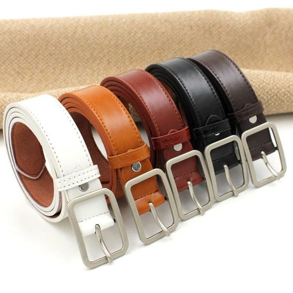 

fashion women men leather belt jeans metal buckle straps solid color punk waistband trendy decor waist band accessories belts, Black;brown
