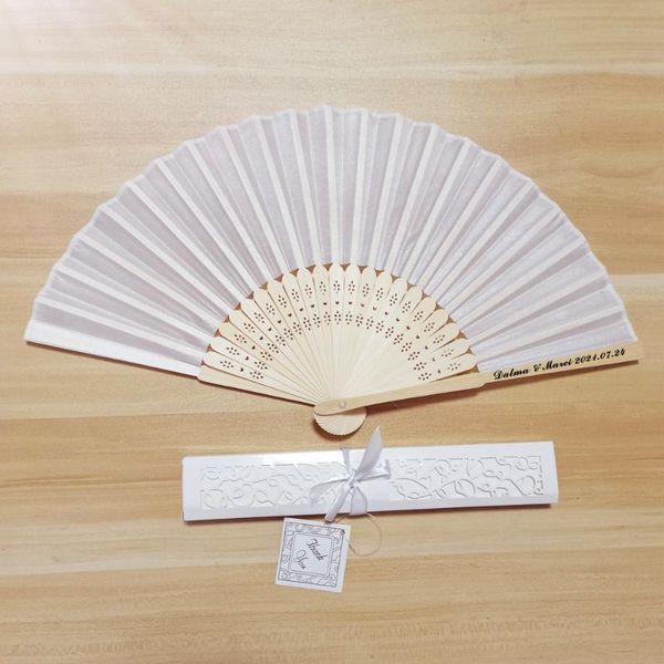 

30pcs personalized print silk hand fan party favors fold vintage fans customized wedding gift with box other home decor