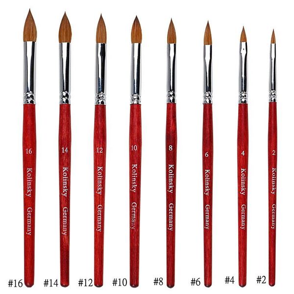 

nail brushes good quality kolinsky acrylic brush mink hair crystal pen wood handle gel builder manicure drawing tools size 2-14, Yellow
