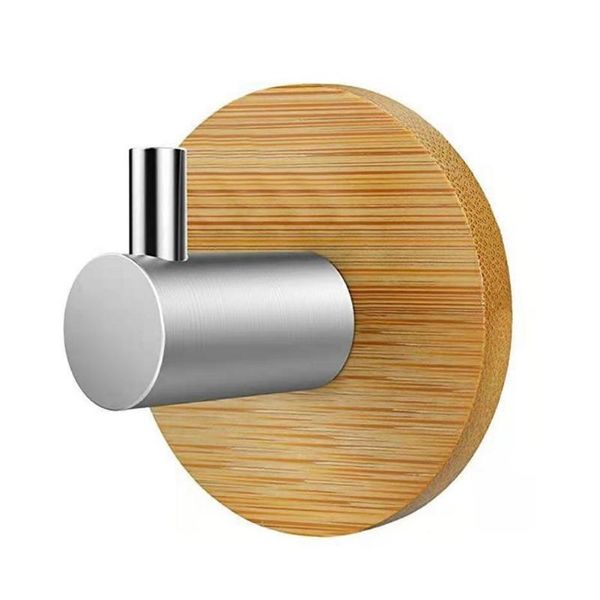 

hooks & rails adhesive natural bamboo stainless steel hook wall clothes bag headphone key hanger kitchen bathroom door towel rustproof shelf