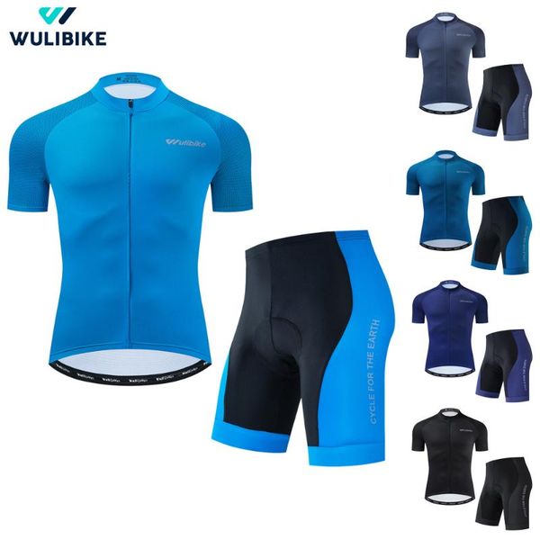 

racing sets wulibike blue series cycling men outfit set summer breathable shorts and man suit anti-uv men's clothing for, Black;blue
