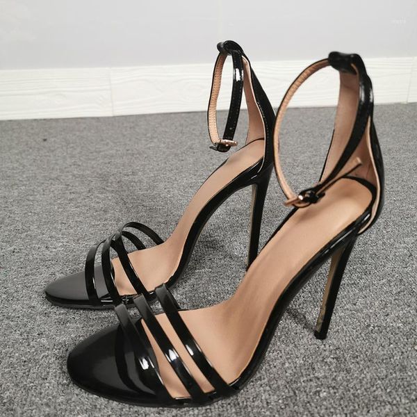 

sandals sarairis ankle strap thin heel fashion women party dress cover ladies solid open toe shoes1, Black