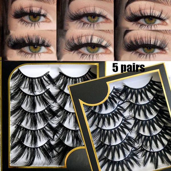 

false eyelashes 5 pairs imitation mink hair 6d soft fluffy voluminous thick natural long makeup beauty extension tool