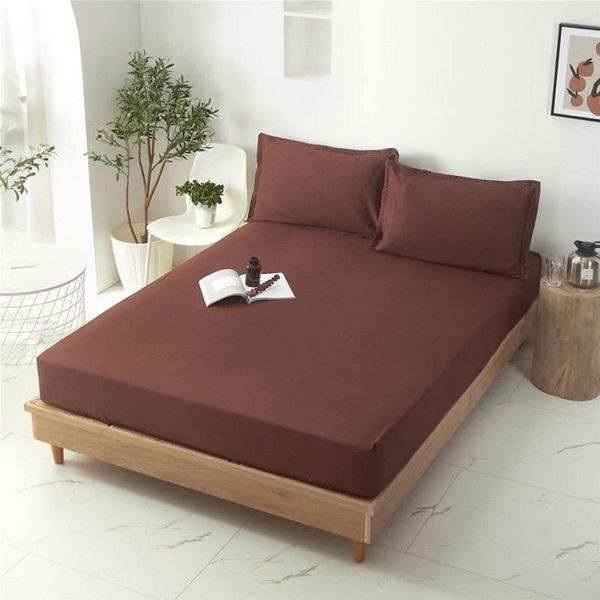 

sheets & sets 1pc polyester solid color bed fitted sheet printing mattress cover four corners with elastic band(no cases)