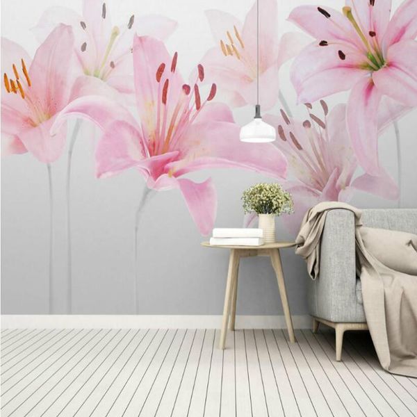 

wallpapers modern minimalist pastoral floral lilies background wallpaper for kids room home improvement painting mural silk paper
