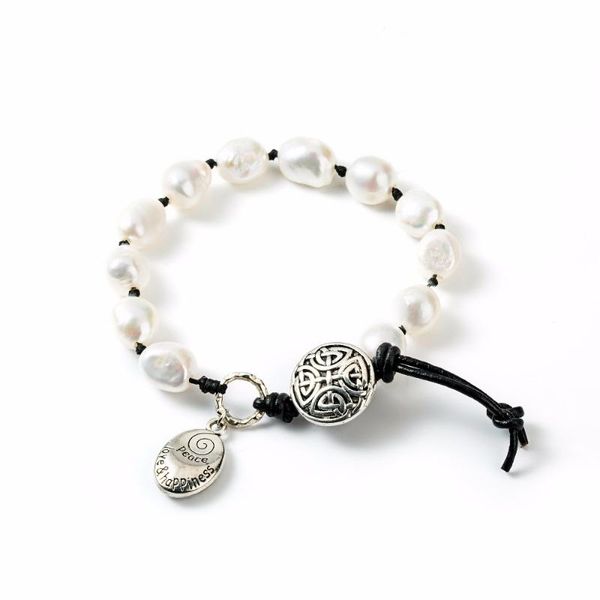 

beaded, strands natural freshwater pearls beads bracelets for women men 2021 diy classic leather rope friendship bracelet beach jewelry, Black