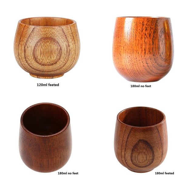 

4pcs 120ml 180ml jujube wood cup handmade natural wooden breakfast beer milk drinkware green tea camp kitchen
