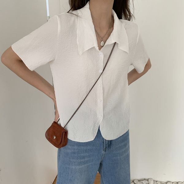 

women's blouses & shirts white solid summer chic loose new all match stylish brief office lady casual streetwear short fnvg