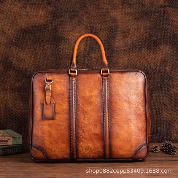 

busins men's leisure bag with layer vegetable tanned tree high leather