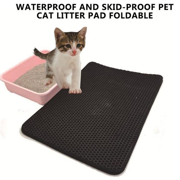 

pet cat litter mat waterproof eva double layer trapping box clean pad products bottom non-slip grooming