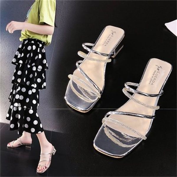 

slippers women's korean summer fashion wear with rhinestones in the of fdur, Black