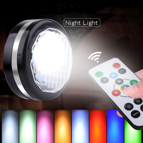 

remote controller rgb color led cabinet light portable home decoration dimmable night lamp battery powered