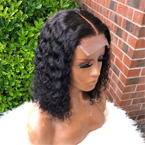 

natural black color short curly lace front wig synthetic wig for women with baby hair 180% density daily wear wigs glueless