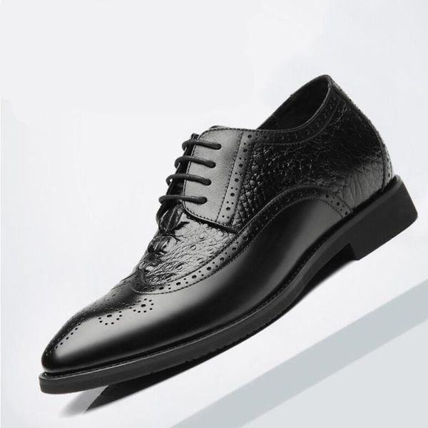 

dress shoes genuine leather shoe man elevator autumn winter brogue men original lace up black business wedding