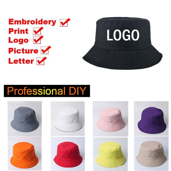 

wide brim hats diy logo double-sided fisherman hat sun-shading personalized men's and women's bucket accept 1 pcs, Blue;gray