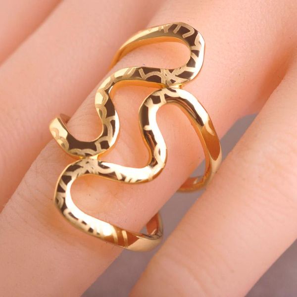 

wedding rings blucome brand design hollow love shaped wide large for women dancing party dress accessores punk gold color ring, Slivery;golden