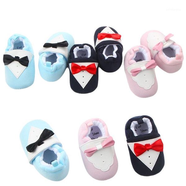 

first walkers baby boys girls warm shoes booties non-skid soft sole cotton slippers with bow tie design1