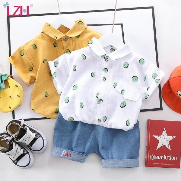 

clothing sets lzh 2021 trendy simplicity born kids clothes short breathable children summer 0-1-2-3-4 years infant boys suits, White