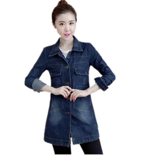 

women's trench coats denim jacket female medium long slim windbreaker cardigan coat autumn winter spring plus size 5xl solid color g865, Tan;black