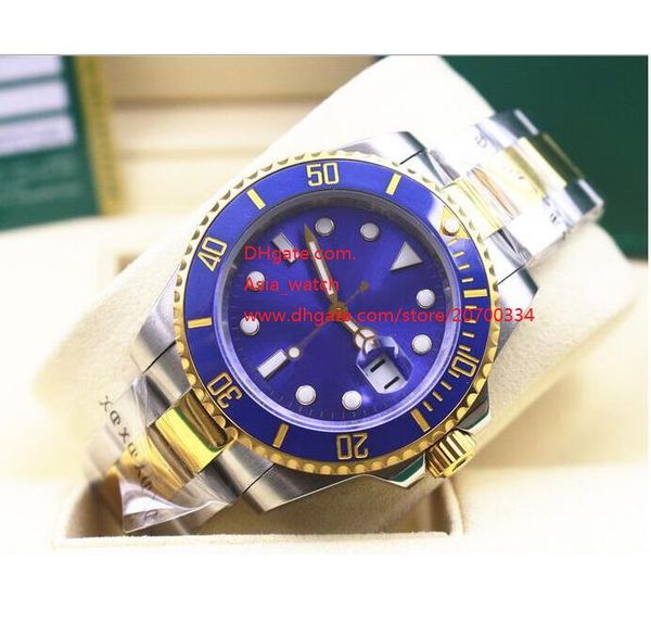 

factory supplier watch sapphire automatic mechanical 116613lb 40mm two tone blue ceramic bezel dial luminous mens watches, Slivery;brown