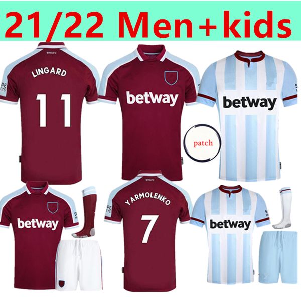 

21 22 west soccer jersey noble ham anderson united rice bowen antonio benrahma 2021 2022 football shirt men + kids kit, Black;yellow