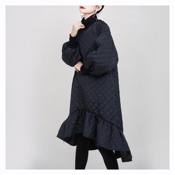 

casual dresses women's dress autumn winter cotton fishtail european flounced padded trumpet fashion long women mermaid, Black;gray