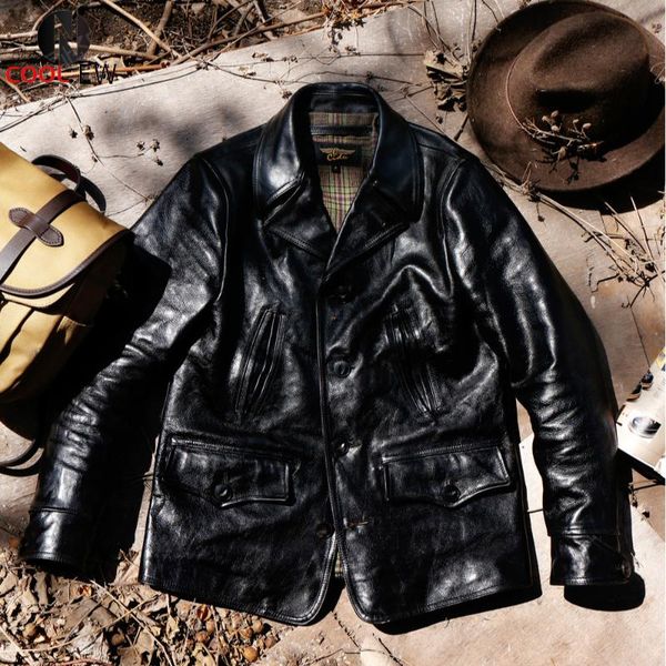 

men's jackets ddzn1 cidu read description asian size super genuine horse leather slim classic horsehide stylish switchyard jack, Black;brown