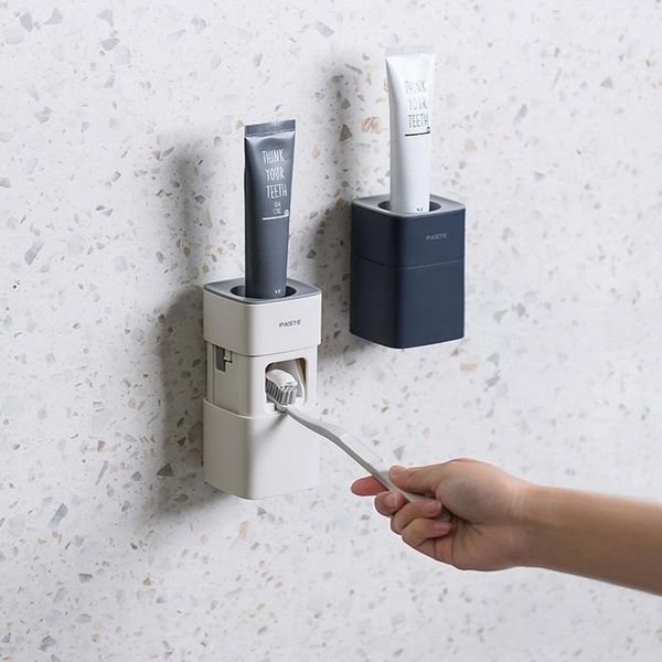 

toothbrush holders automatic toothpaste extruder, wall hanging lazy rack, family bathroom accessories