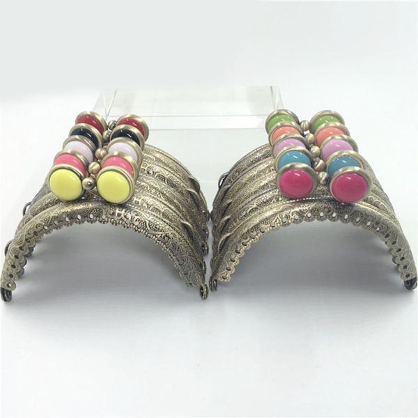 

bag parts & accessories 10pcs 8.5cm press lollipop head metal frame for coin purse handbag diy, Black