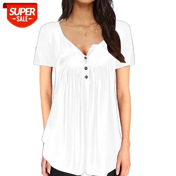 

2019 Women Summer V-Neck Short Sleeve T shirts Loose Sexy camiseta feminina T Shirts Female Plus Size Long Style Tops #hP1l, White