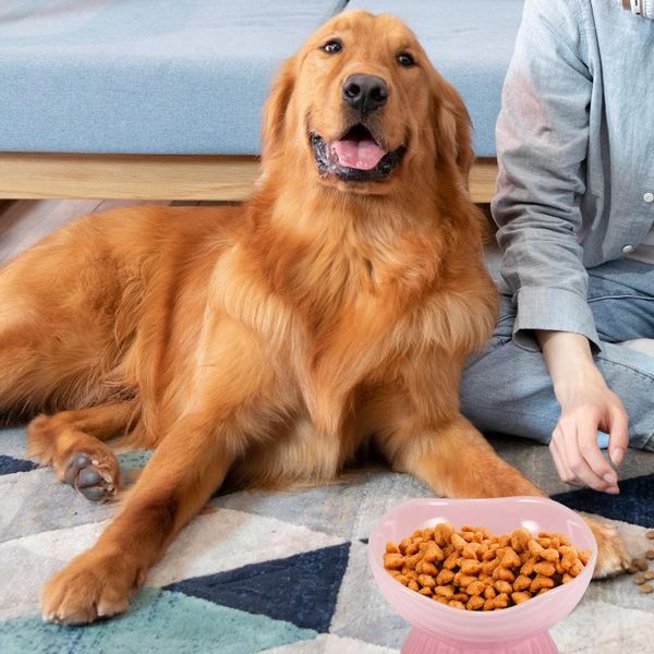 

dog bowls & feeders 1pc pet feeder bowl cartoon shape high-foot single mouth skidproof ceramic cat products drinking