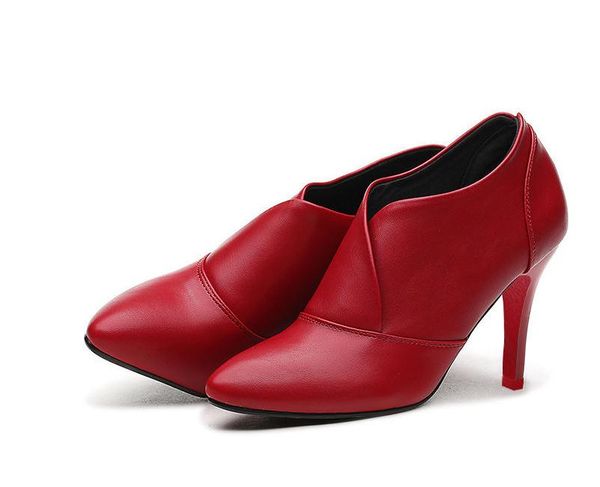 

women's shoes in spring and autumn high fine heel pointed end@22, Black