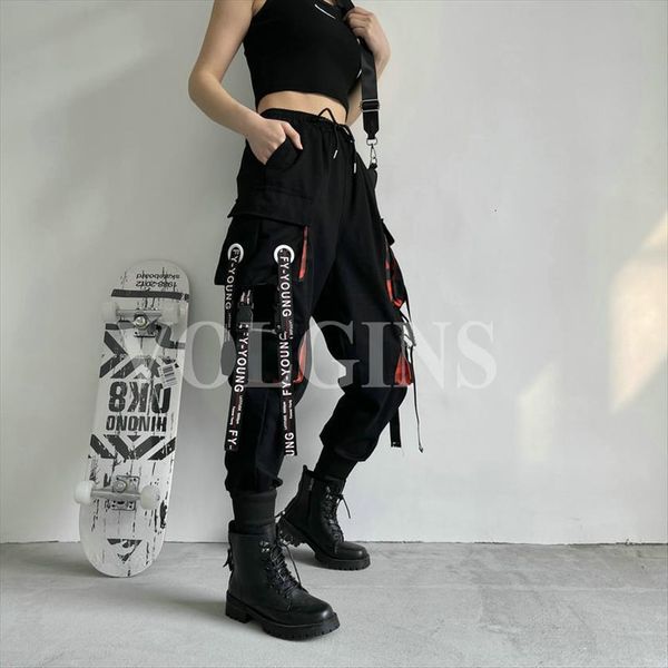 

cargo high waist harem womens pants loose cotton plus size trousers woman casual streetwear women clothing, Black;white