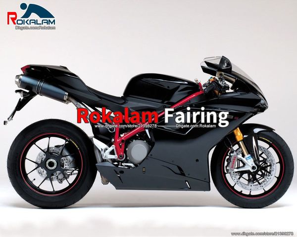 Glänzend schwarze Karosserieteile für Ducati 848 1098 1098S 1198 07 08 09 10 11 Rennradverkleidungen 848 1098 2007–2011 Karosserien (Spritzguss)