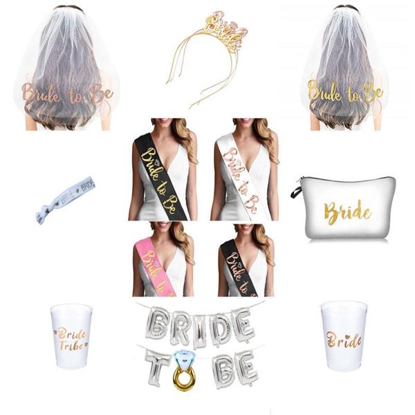 

wedding decoration veil bride shower etiquette with rose gold characters to be bachelor party hen girl supplies -c