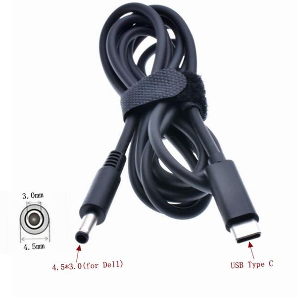 

dc usb type c pd plug converter to 4.5*3.0mm male jack connector lapcharging cable cord for latitude 13 3379 xps13 9333 computer ca cabl