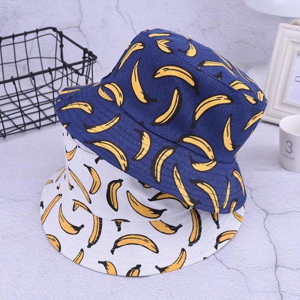 

cloches banana hat 2021 fashion women summer beach hip hop flat cap male travel boho sun novelty panama bucket, Blue;gray