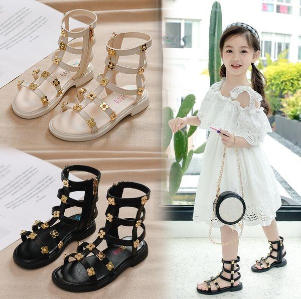 

children summer kids sandals girls rivet size 26-36, Black;red