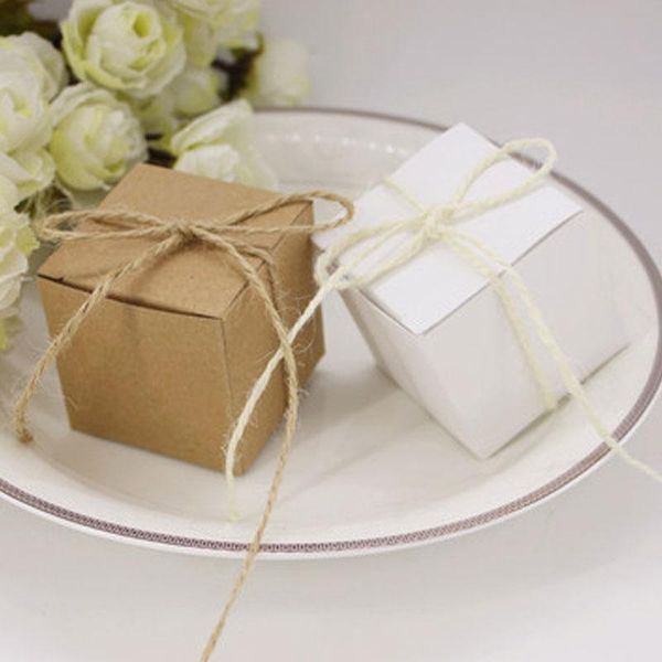 

gift wrap european-style wedding sugar bag vintage brown paper square box packing rope creative diy