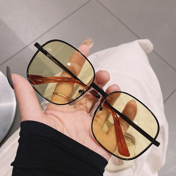 

sunglasses 2021 fashion driving night vision glasses women vintage metal square black sun female yellow shades oculos feminino, White;black