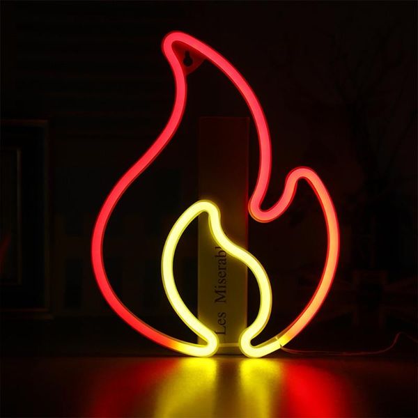 

night lights p8da flame neon sign led light for wall decors usb red and yellow signs bedroom bars birthday party