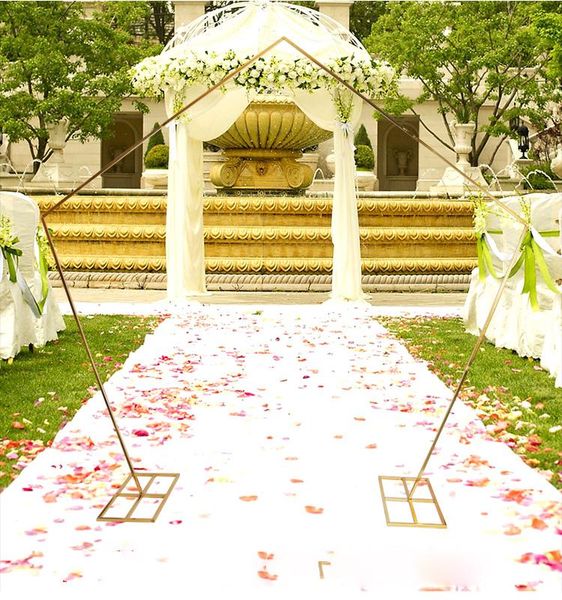 

european wedding arch metal wrought artificial flower stand hexagonal pentagon geometry iron shelf diy party scene layout props decoration