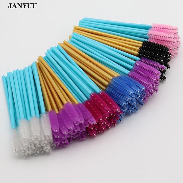 

100pcs/lot disposable mascara wands applicatorlashes nylon makeup brushes eye brow comb eyelash extension blue handle brushes1