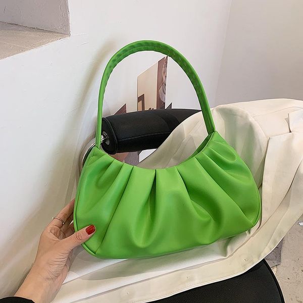 

evening bags folded cloud baguette bag women's shoulder strap handbag leather designer luxury small handbags green pink
