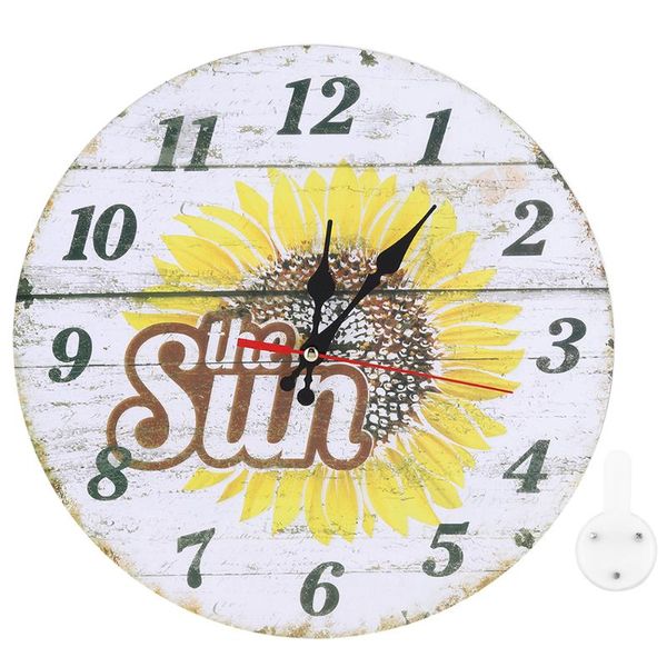 

wall clocks 30cm hanging clock home decoration vintage style with beautiful sunflower pattern for office bar